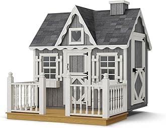 4x6 Victorian Playhouse with Floor, Deck and Rail, Outdoor Wood Do-It-Yourself Kit