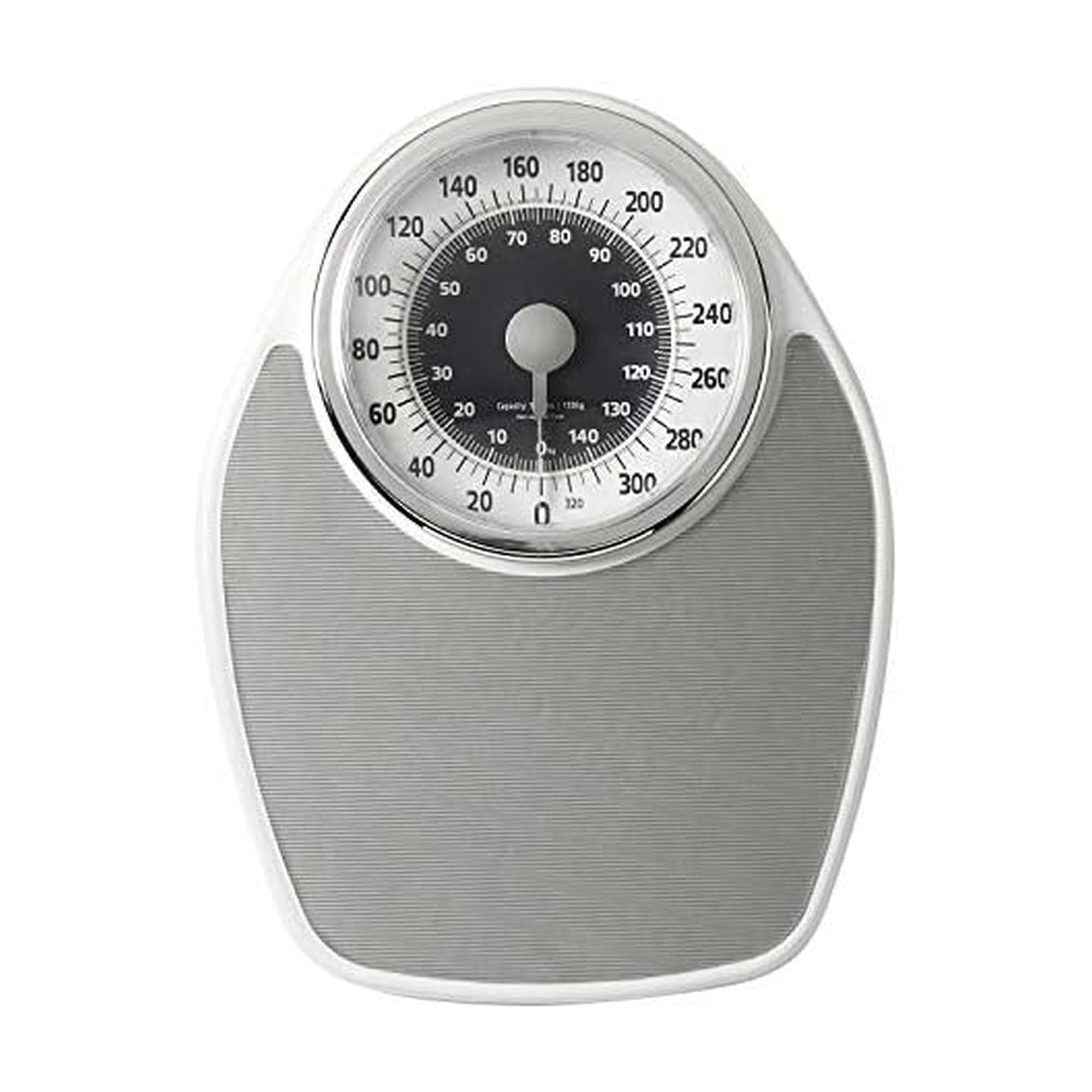 Large Dial Metal Analog Bathroom Scale with Silver Mat – Accurate Measurements up to 330 Pounds, Battery Free
