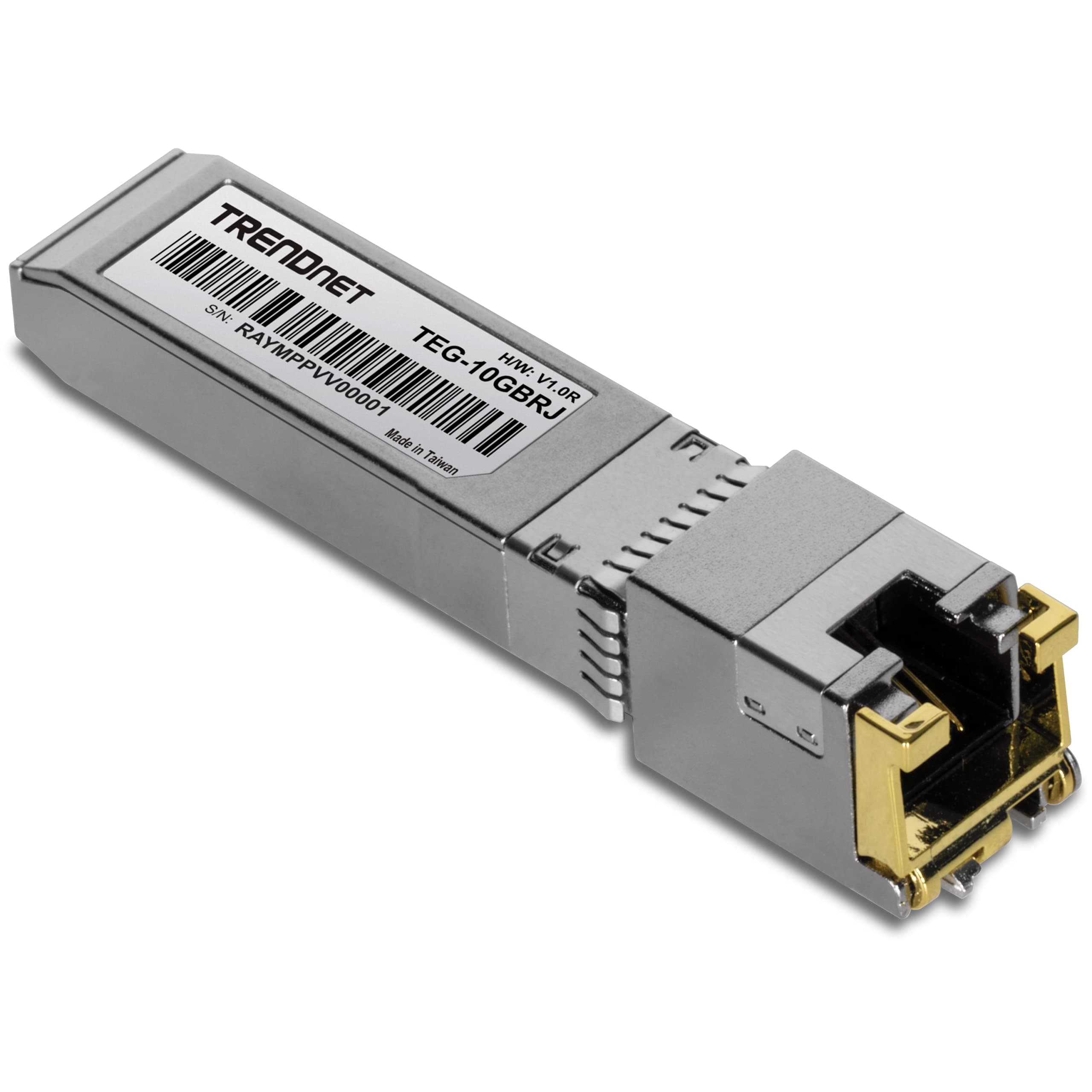 TRENDnet 10G RJ-45 Copper SFP+ Module, Convert A Standard SFP+ Slot Into A RJ-45 Multi-Gigabit Port, Connect Devices Up to 30m (98ft), Hot-Pluggable, Lifetime Protection, Silver, TEG-10GBRJ