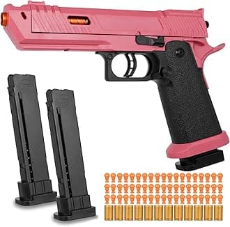 - Soft Bullet Toy Gun Shell Ejecting with 120 Bullets, Rapid-fire Realistic Toy Gun for Boys, Shooting Game Toy Pistol Model Gun, Christmas Birthday Gifts for Boys Girls Age 6+ (Red)