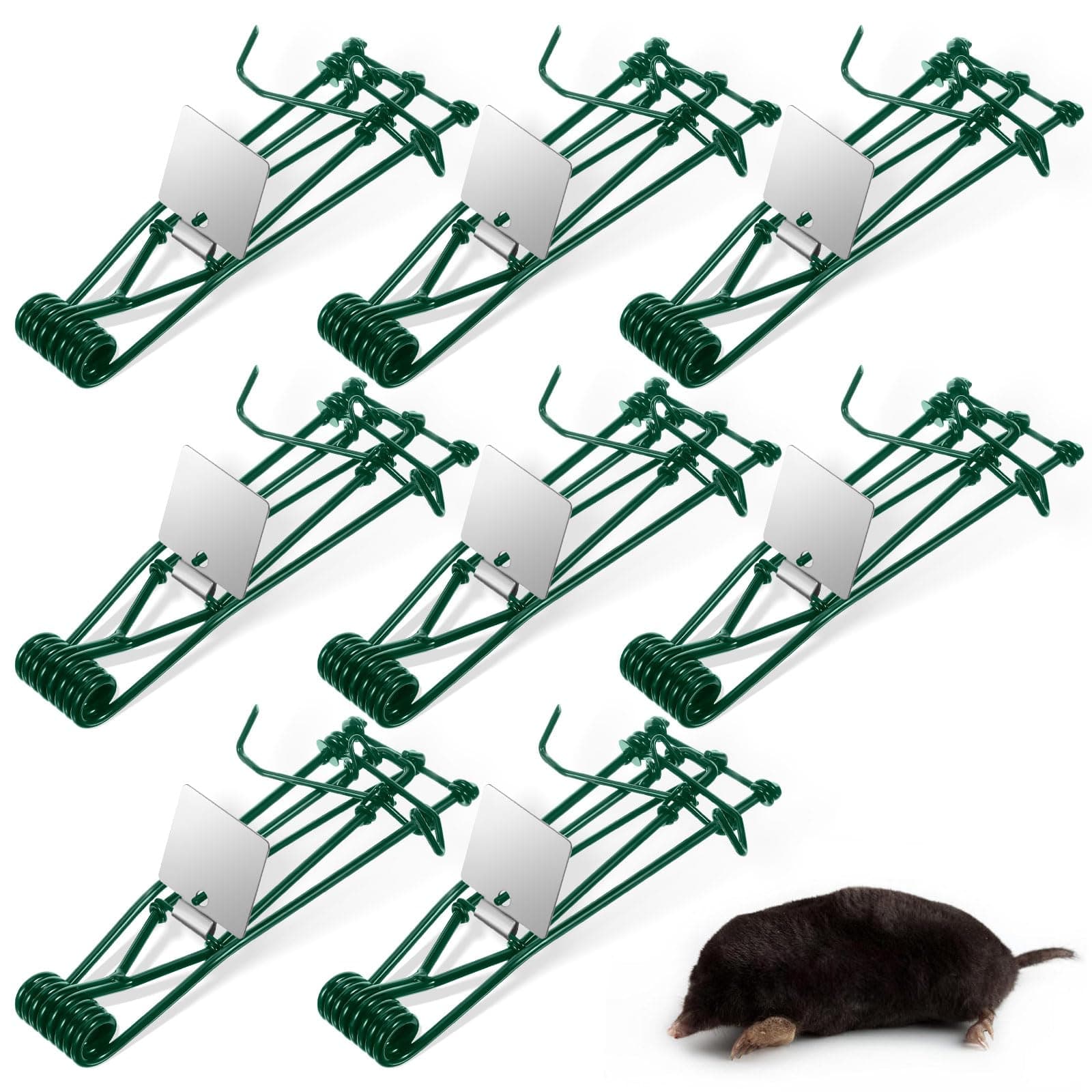 Jahy2Tech8 Pack Mole Trap,Mole Traps That Kill Best,Gopher Trap Metal Tactical Rat Vole Traps Outdoor Reusable Effective Gopher Killer Mole Traps for Lawns, Green