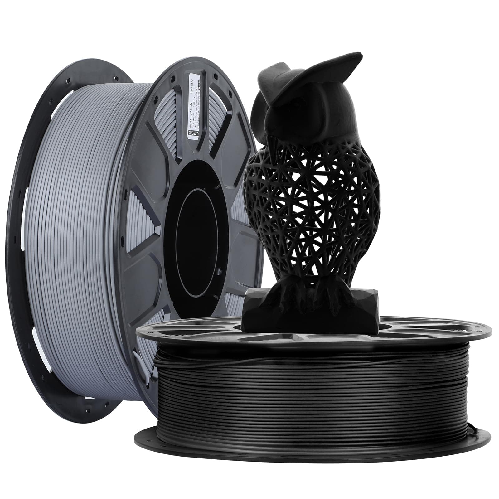 Creality PLA Filament 1.75mm 3D Printer Filament Ender PLA No-Tangling Smooth Printing Accuracy +/- 0.02mm Fit Most FDM 3D Printers (Black & Gray 2-Pack), 2.2lbs/Spool*2
