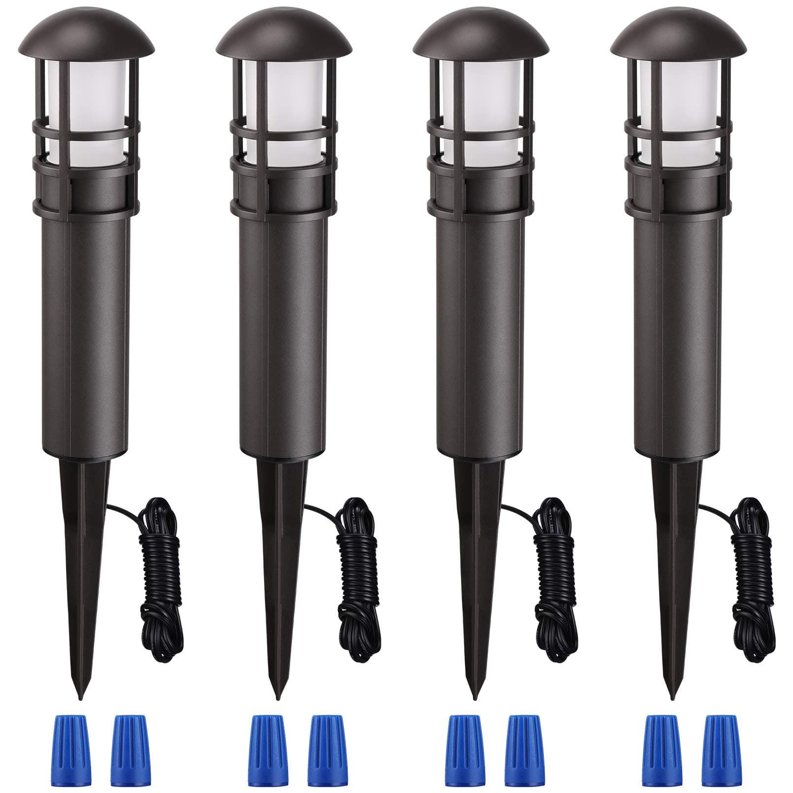 LEONLITE LED Low Voltage Landscape Pathway Lights, 3W 12V AC/DC Path Lighting, CRI90+, IP65 Waterproof, ETL Listed, Bronze Aluminum Housing, 4000K Cool White, Pack of 4