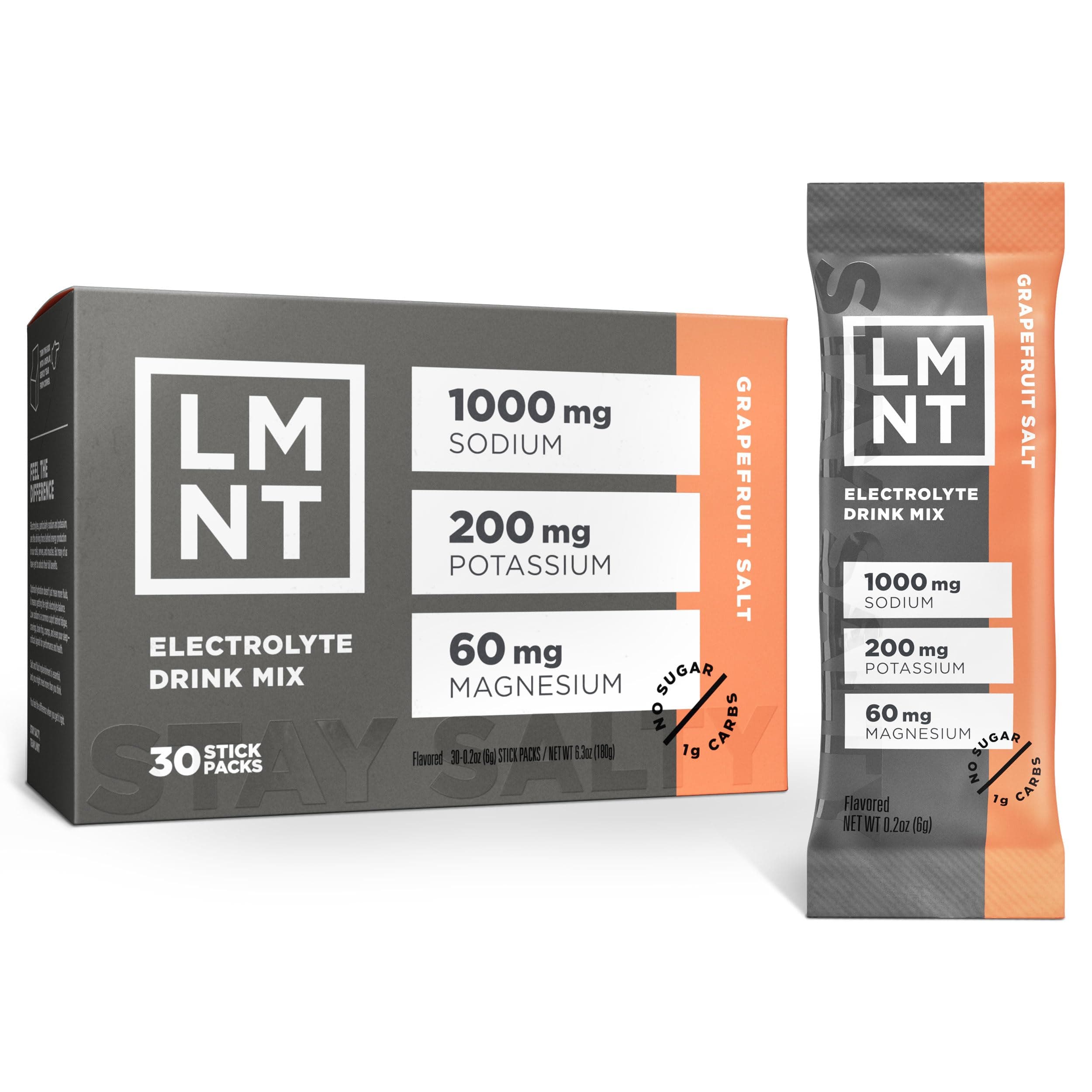 Drink LMNT Zero-Sugar Electrolytes - Grapefruit Salt - Hydration Powder Packets | No Dodgy Ingredients | Keto & Paleo Friendly | 30 Sticks