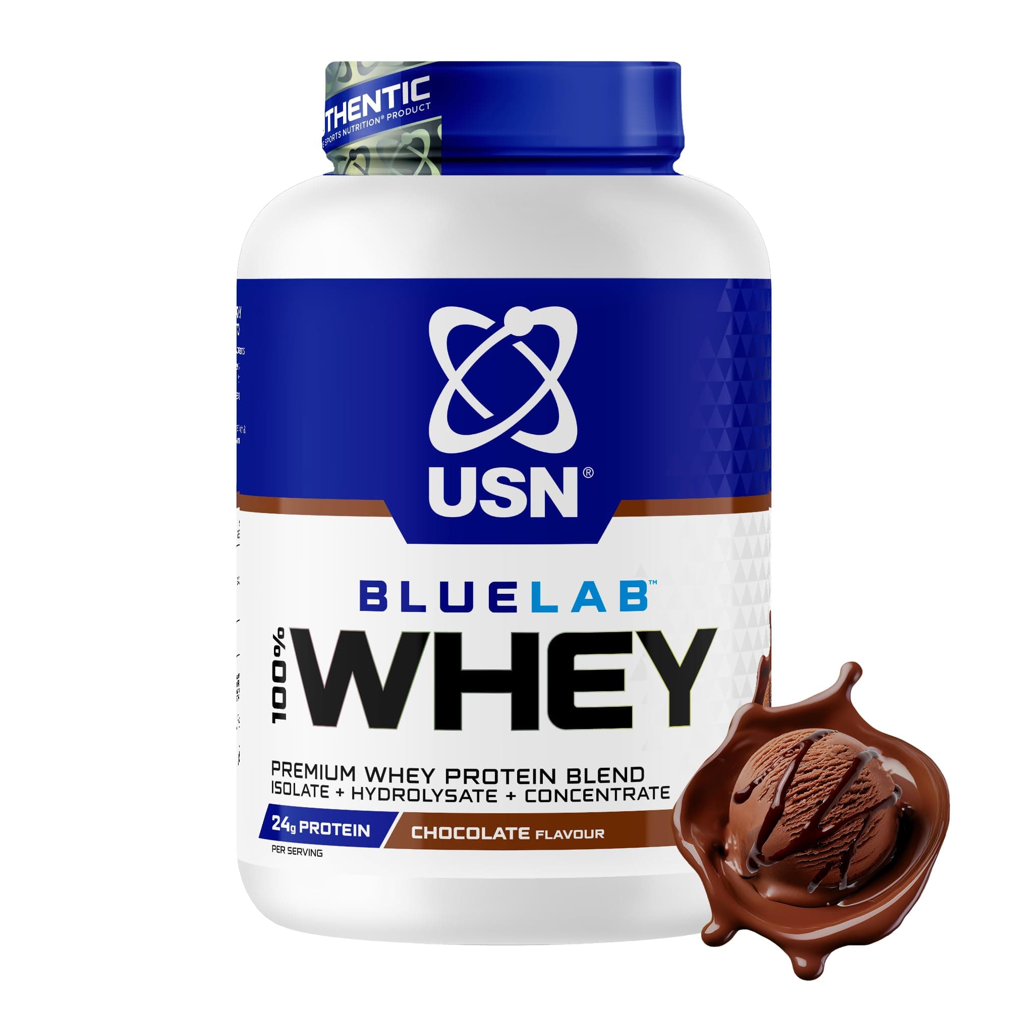 BlueLab 100% Whey Protein Powder 2kg (58 Servings) - 24g Protein - Whey Isolate, Hydrolysate & Concentrate Blend - High Protein Shake for Muscle Growth & Recovery - Chocolate