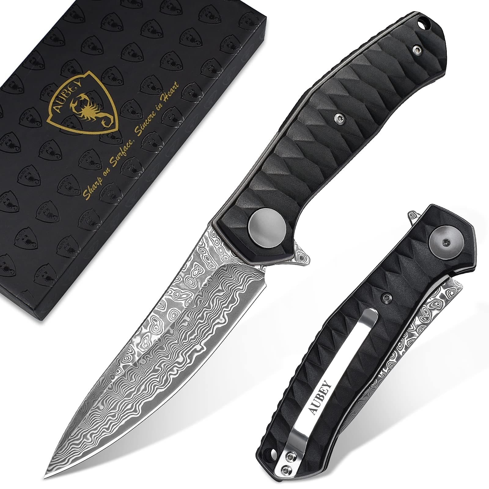 Damascus Pocket folding knife