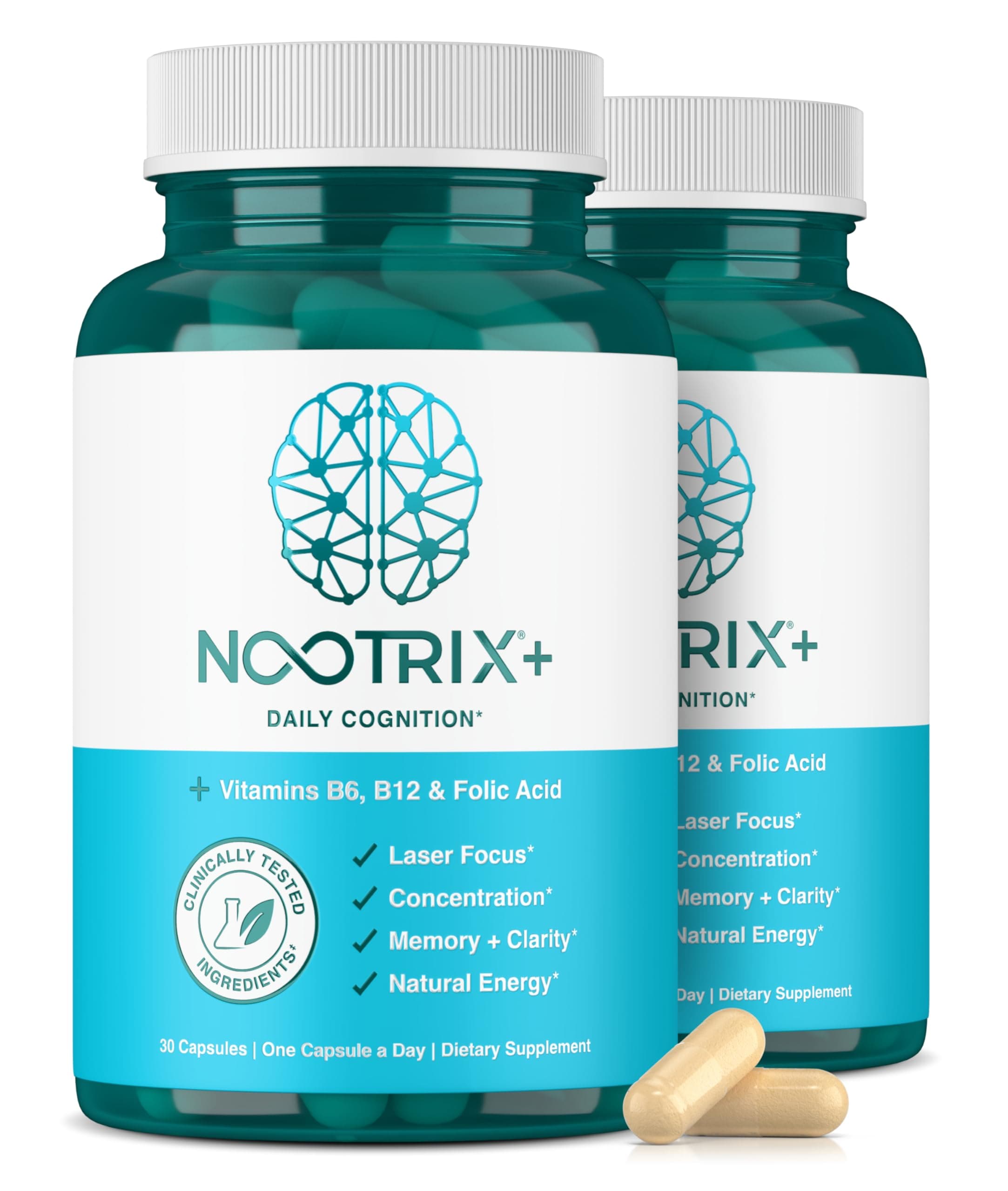 - Nootrix Brain Plus Nootropic Supplement | Supports Memory, Mental Focus, Cognitive Health & Energy | Promotes Healthy Mood & Brain Function | Vitamin B1, Vitamin B6 & Vitamin B12 | 60 Capsules