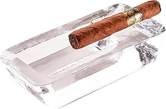 The Buybox Cigar Ashtray Big Ashtrays for Cigarettes Outdoors Large Heavy Glass for Patio/Outdoors/Cigars Ash Tray Large Giant Luxury Premium Cigarette Ashtrays for Outdoor (Rectangular)
