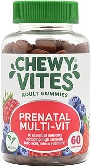 Women's Prenatal Multivitamin, 60 Multivitamin Gummies, 16 Essential Nutrients with Folic Acid, Iron and Vitamin D, 1 Month Supply, Vegan, Blueberry and Raspberry Flavour