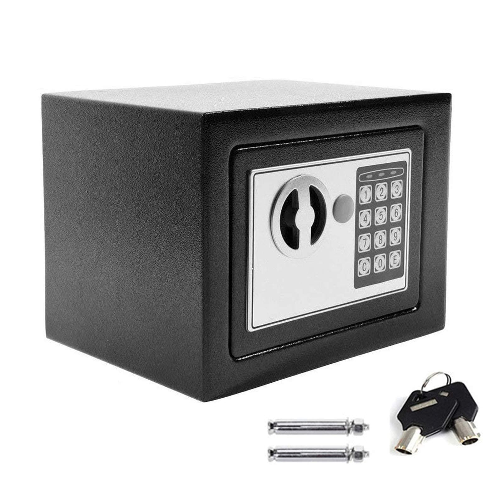 4.6L Digital Steel Safety Box Safe Electronic Security Coffer Safety Deposit Box Waterproof Fire Resistant 2 Manual Override Keys-Protect Money with Keypad Home Office Cash Money Passports Black