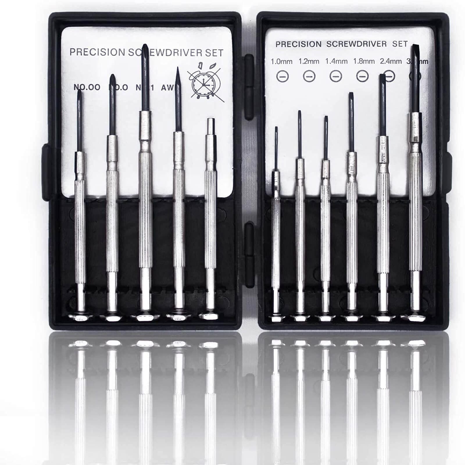 11PCS Mini Precision Screwdriver Set, Small Tools with 11 Size Flathead and Phillips Kit, Professional Magnetic Repair Tool for Jewelry, Ring Doorbell, Watch, iPhone, Toys, Computer, Eyeglass