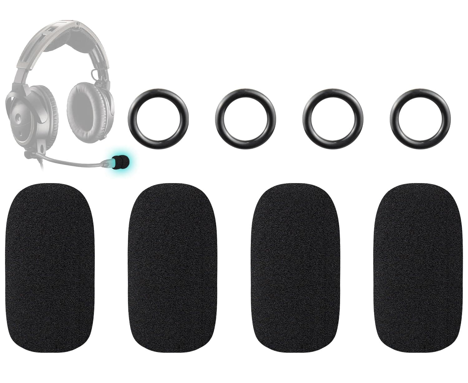 Protective Microphone Foam Cover Pop Filter for Bose Aviation X A10/A20/A30 Headphones, Mic Cover WindScreen with High-Density Foam - Black
