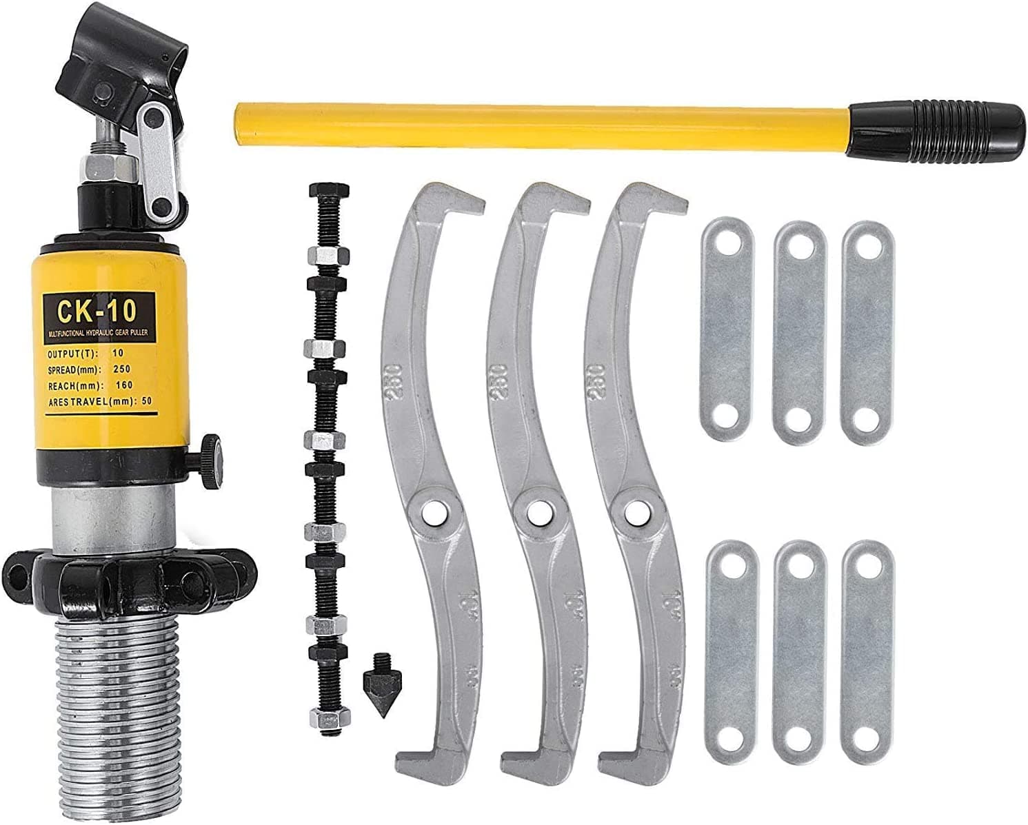 10 Ton Hydraulic Bearing Separator Hub Puller with 2/3 Jaws Gear Garage Hand Tool Set Kit with Tool Case (Hydraulic 2 3 Jaw Gear Puller)