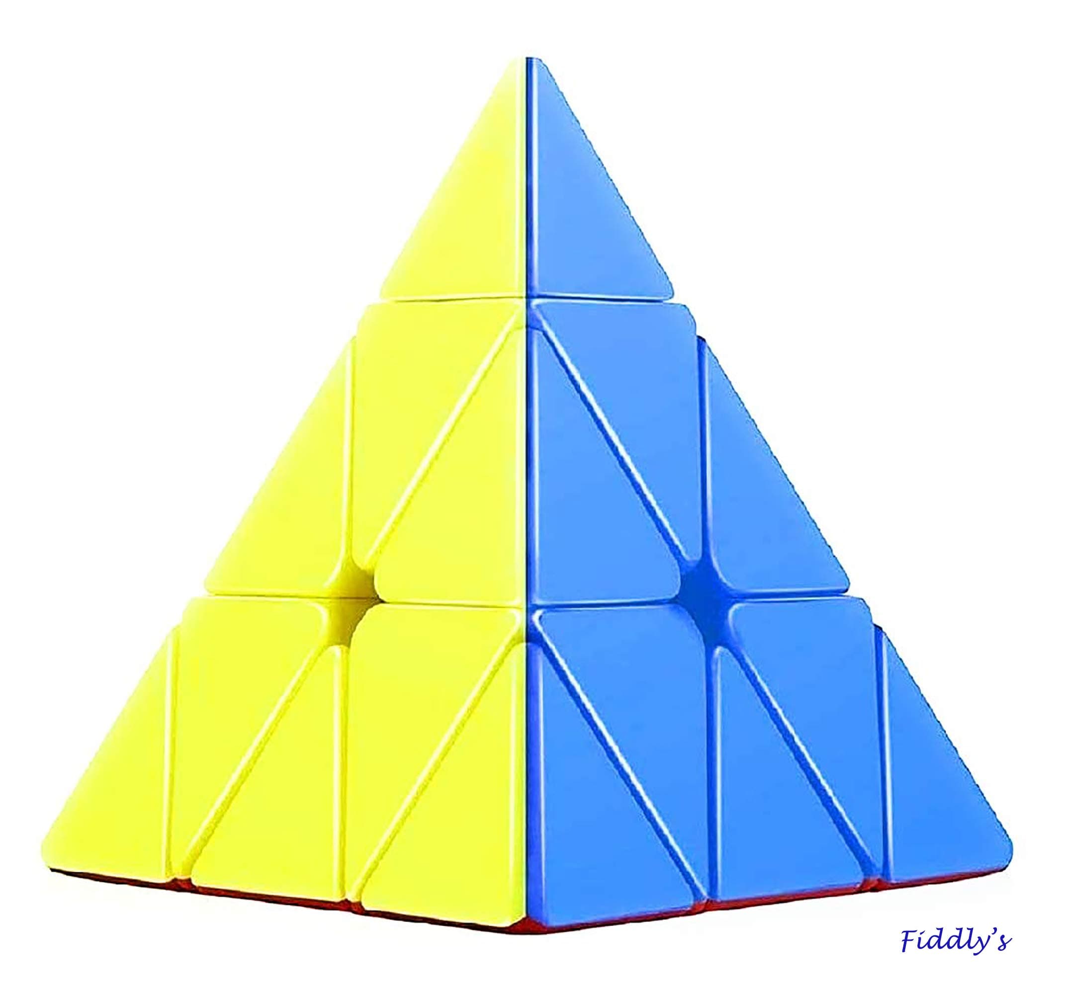 Fiddlys Pyramid Cube 3x3 Super Speed Sticker-Less Triangle Puzzle Cube, Multicolor, Pack of 1