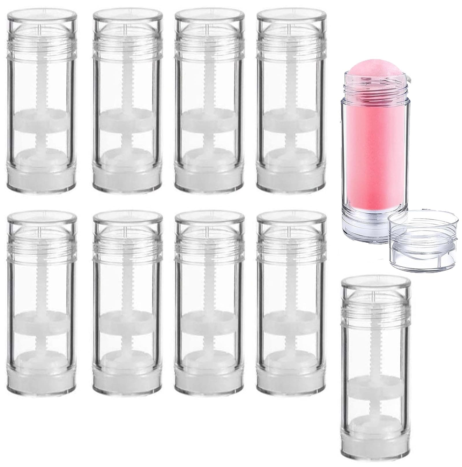 10 PCS 30ml Clear Round Empty Deodorant Containers Twist-up Filling Stick Tube Plastic Lip Balm Tubes Refillable 1 Oz Deodorant Bottle Holder for DIY Homemade Lipstick Crayon Chapstick