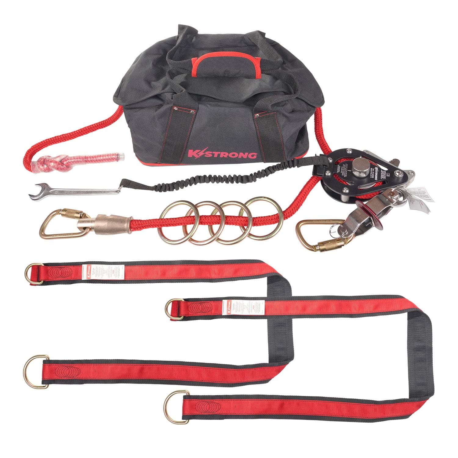KStrong UFA40010 Wrangler Adjustable Horizontal Lifeline System, 100-Ft, Red/Black