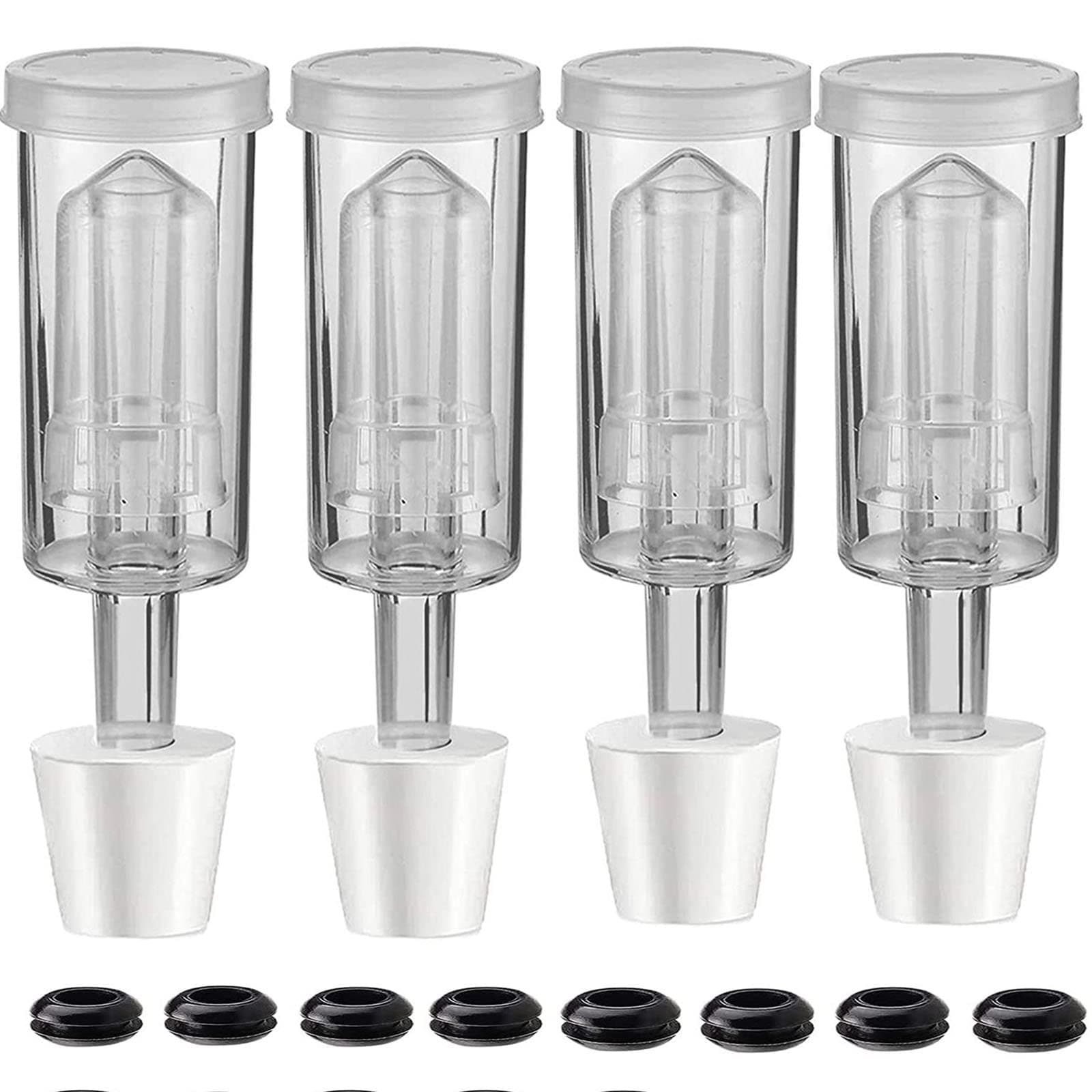 3-Piece Airlock 4 Pack with 4PCS #6 Stopper and 8PCS Grommets, Fermentation Airlock Beer Wine Kombucha Brewing Kit,Carboy Airlock FDA Transparency Upgraded