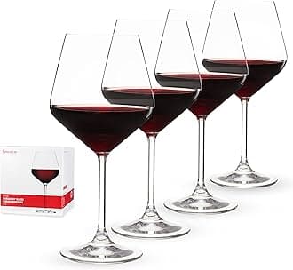 Style Burgundy Wine Glasses Set of 4 - European-Made Crystal, Classic Stemmed, Dishwasher Safe, Professional Quality Red Wine Glass Gift Set - 22.6 oz