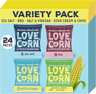 Variety Pack (6 Sea Salt, 6 BBQ, 6 Salt & Vinegar, 6 Sour Cream & Chive 20g) – Healthy Snacks Ideal for Gluten Free & Vegan Diets – Low Sugar Alternative for Crisps and Mixed Nuts