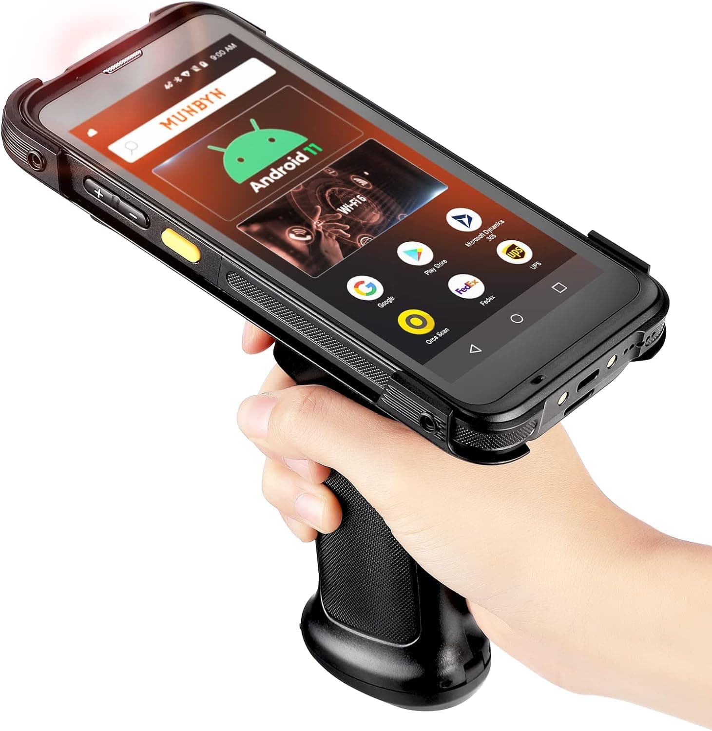 MUNBYN Android Barcode Scanner with Pistol Grip Android 11, Wi-Fi 6 Mobile Computer PDA 5.5" Full Screen, Equip with Zebra SE4710 Scanner Engine, Bluetooth 1D/2D/QR Inventory Scanner with Software