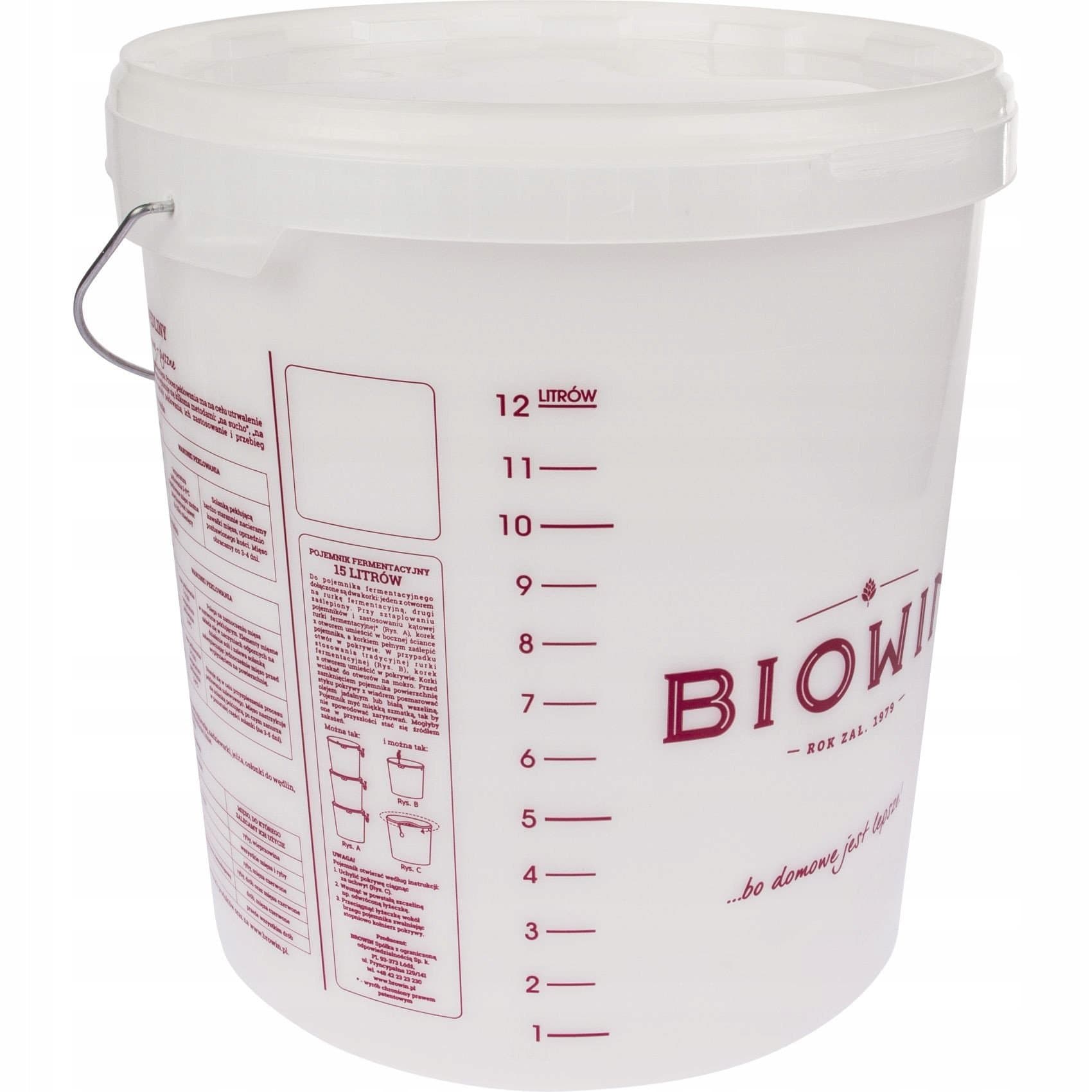 15L with Lid - Plastic Bucket for Fermentation | Fermentor | Fermentation tank | Plastic container