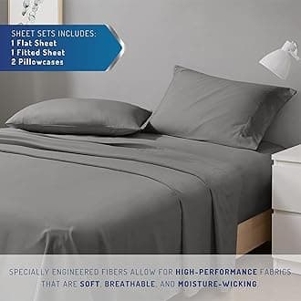 Degrees of Comfort Coolmax Cooling Sheets for King Size Bed | Best Sheet Set for Hot Sleepers | Soft, Deep Pocket, Grey, 4-Pcs