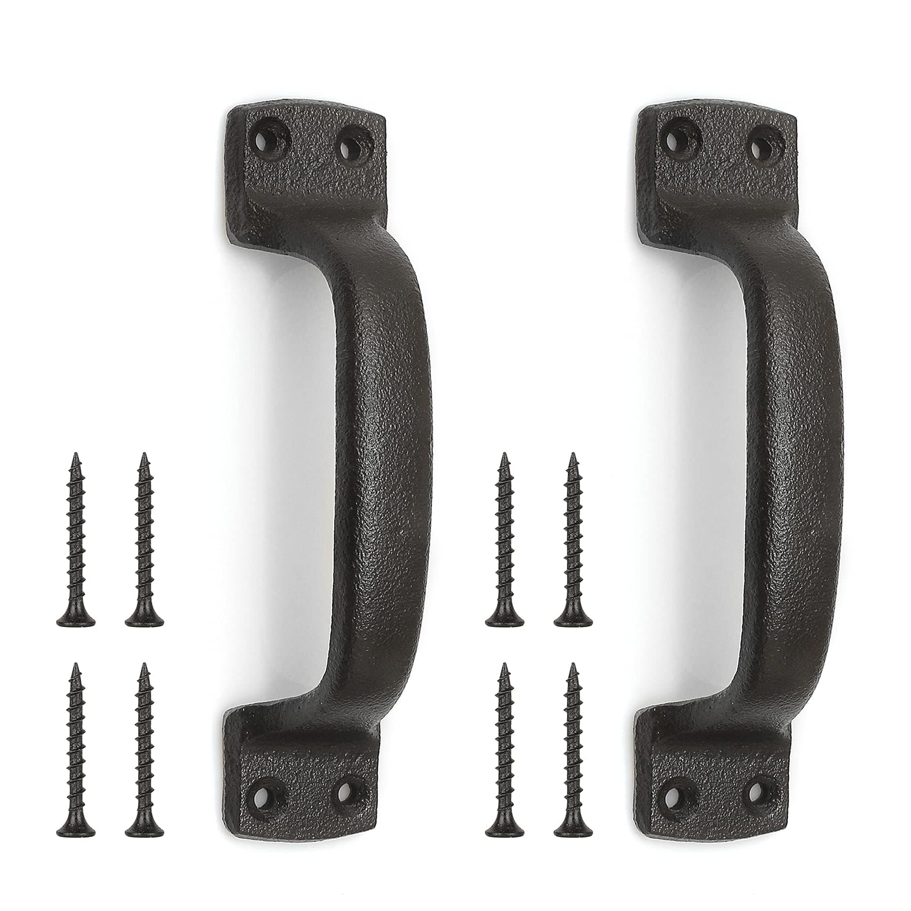 Barn Door Pull Handles, 7 Inch Dark Brown Antique Cast Iron Pull Handle for Wooden Garden Gate Shed Cabinet Door, 2 Pack