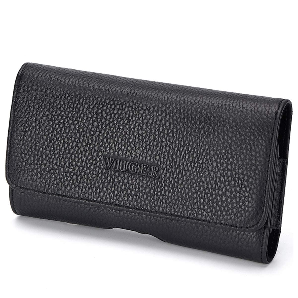 VIIGER Horizontal Slim Genuine Leather Phone Case w/Belt Loop Cellphone Belt Holster Smartphone Belt Case Holder Belt Pouch Magnetic Closure Compatible with iPhone 15 Pro Max/14 Pro Max/17 Pro