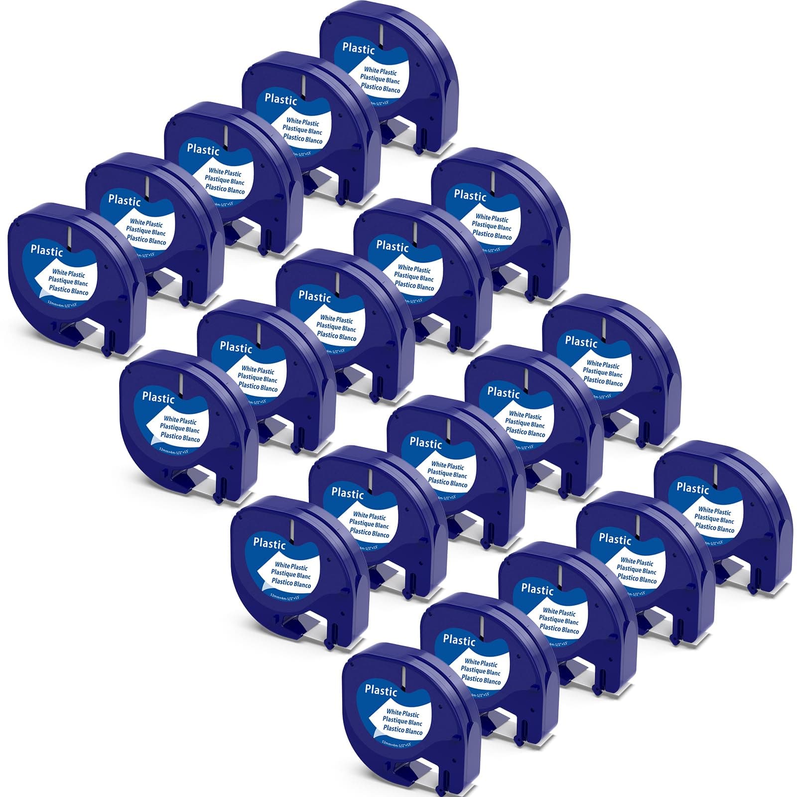 20-Pack Label Compatible with DYMO 91331 Tapes White Plastic Refills 12mm x 4m (1/2" x 13') for Printer LT100H LT100T QX50 LT-200B, Black on White