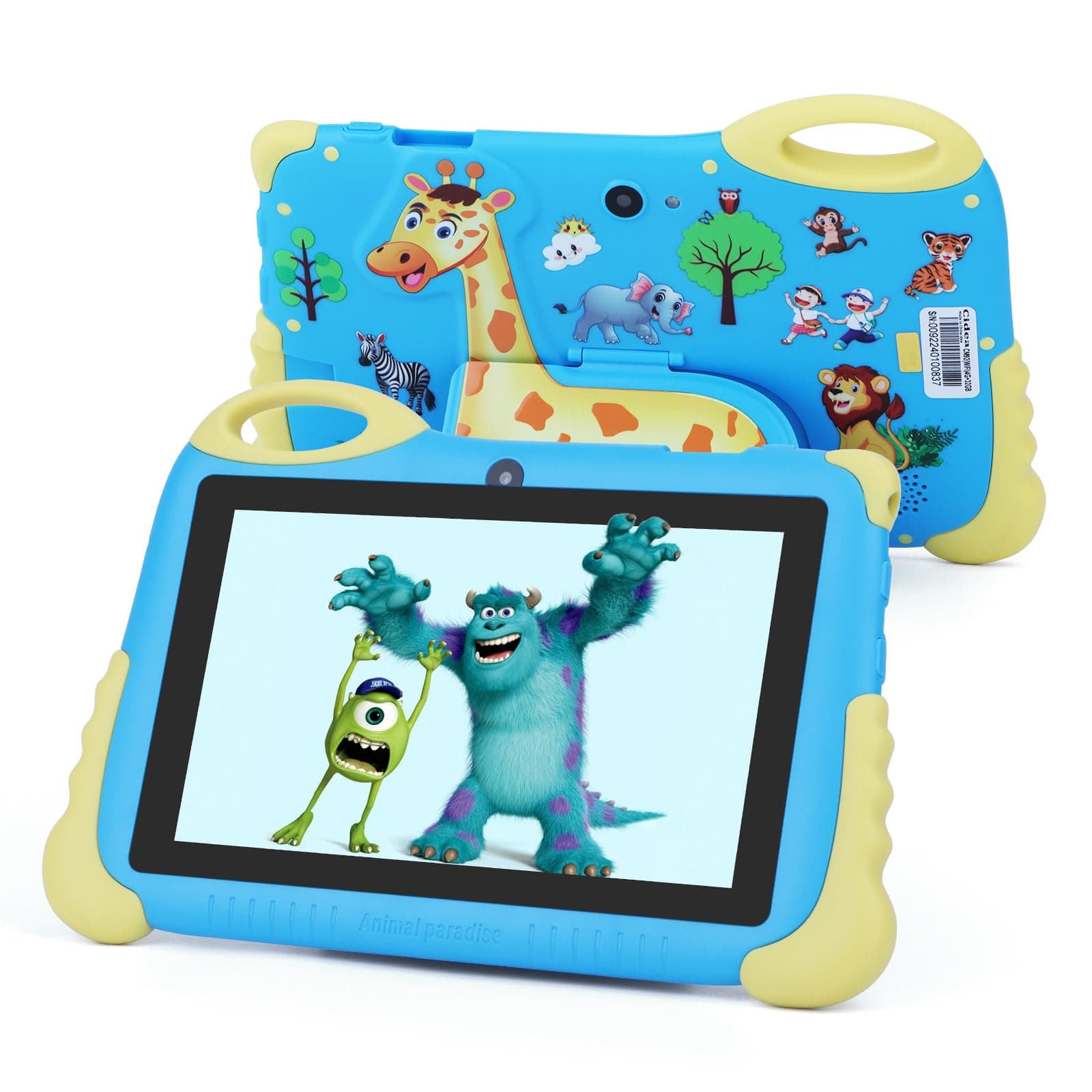C idea2024 Kids Tablet，7 Inches Android 13 1st Generation Toddler Tablets, hd 1024 * 600 Screen Display, Iwawa Pre-installed, Learning Tablet For boys Girls Blue