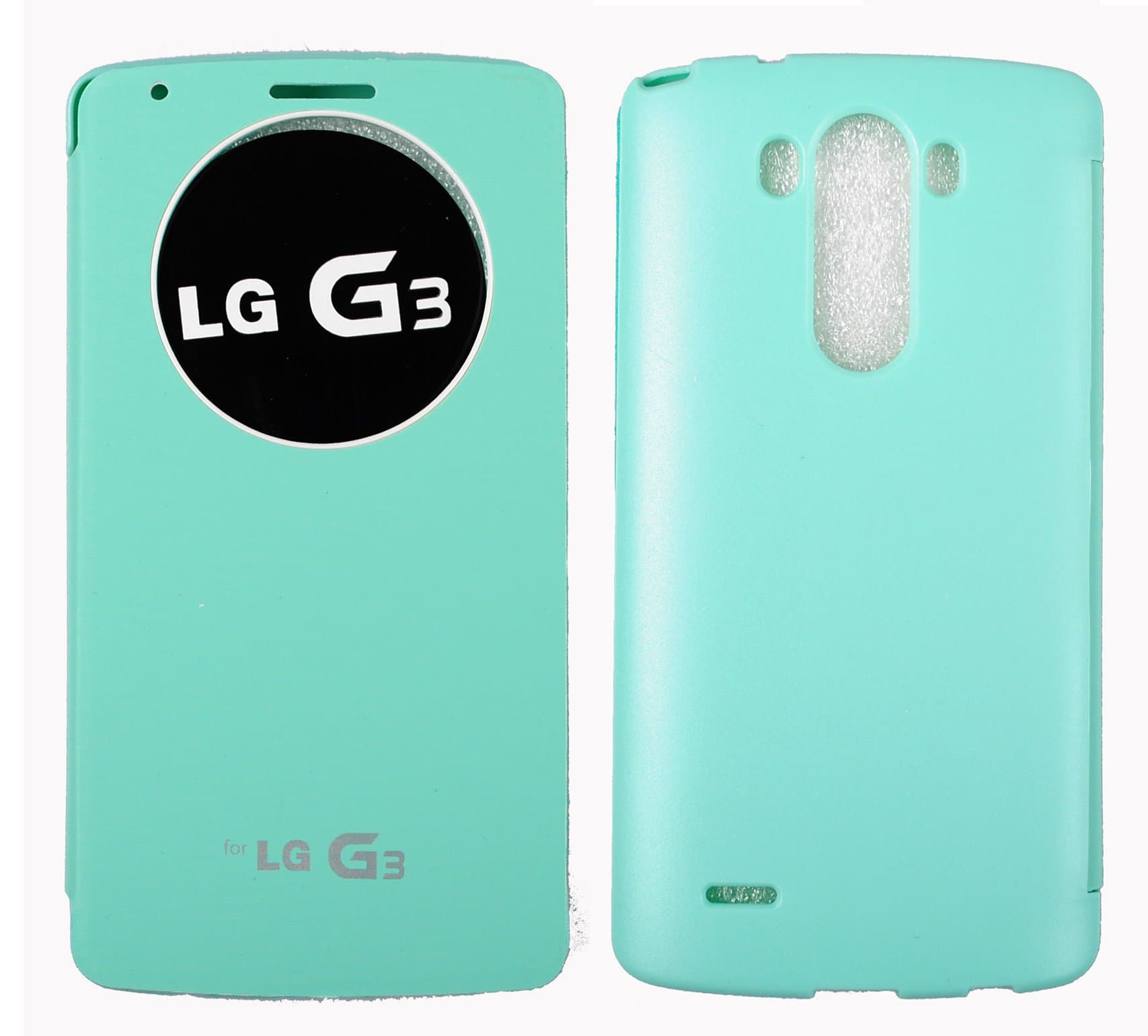 Ultra Slim Fit Polycarbonate Leather Flip Open View Rigid Case Flip Cover for LG G3 (Mint)