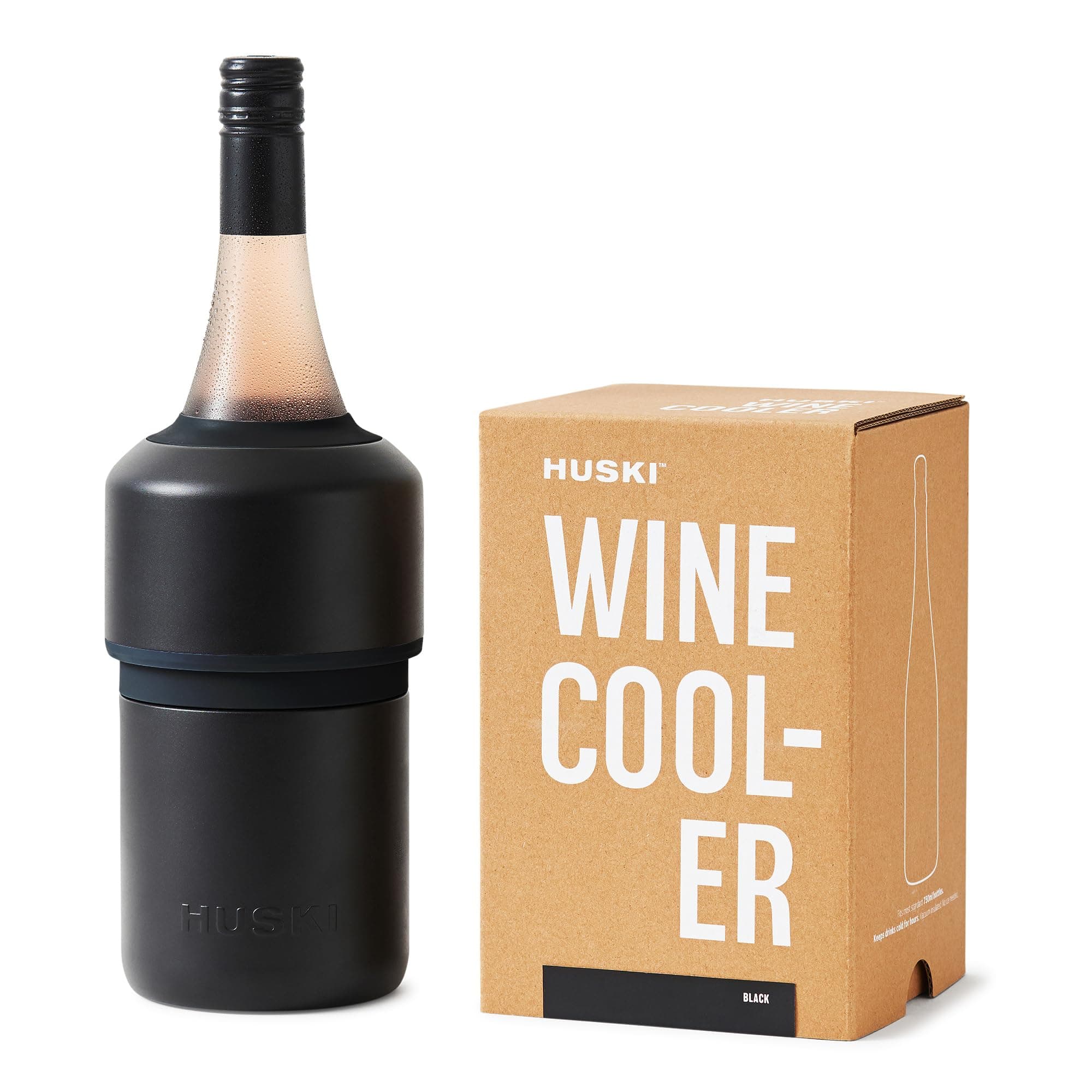 Huski Wine Cooler | Premium Iceless Wine Chiller | Keeps Wine Cold up to 6 Hours | Award Winning Design | New Wine Accessory | Fits Some Champagne Bottles (Matte Black)