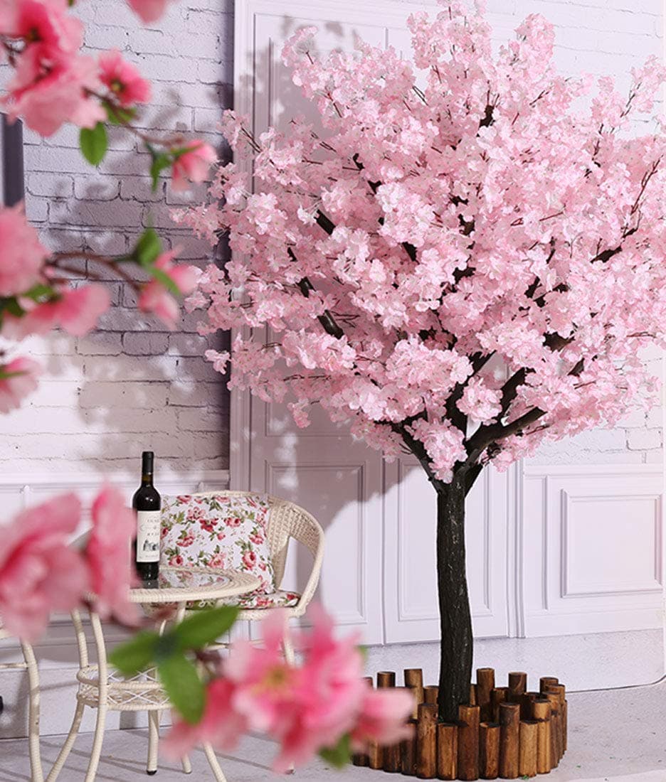 Artificial Cherry Blossom Trees Handmade Light Pink Tree with Base Indoor Outdoor Home Office Party Wedding (6FT Tall/1.8M)