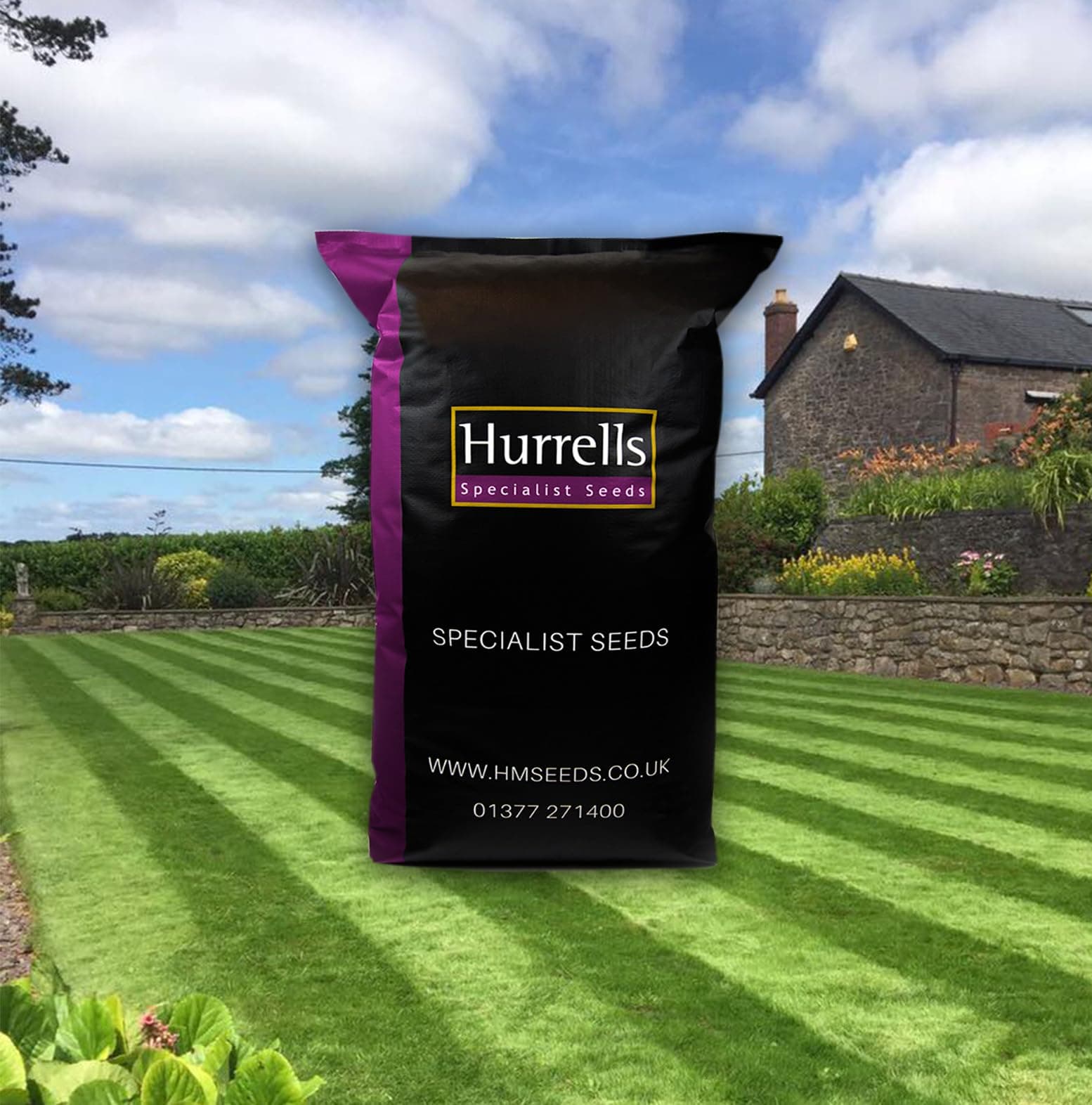 HM.2 Premium Front Lawn/Low Maintenance Lawn Grass Seed Mix - 5kg Bag (Covers up to140m2) - No Ryegrass, Premium, fine leaved, Certified, Hurrells Seeds