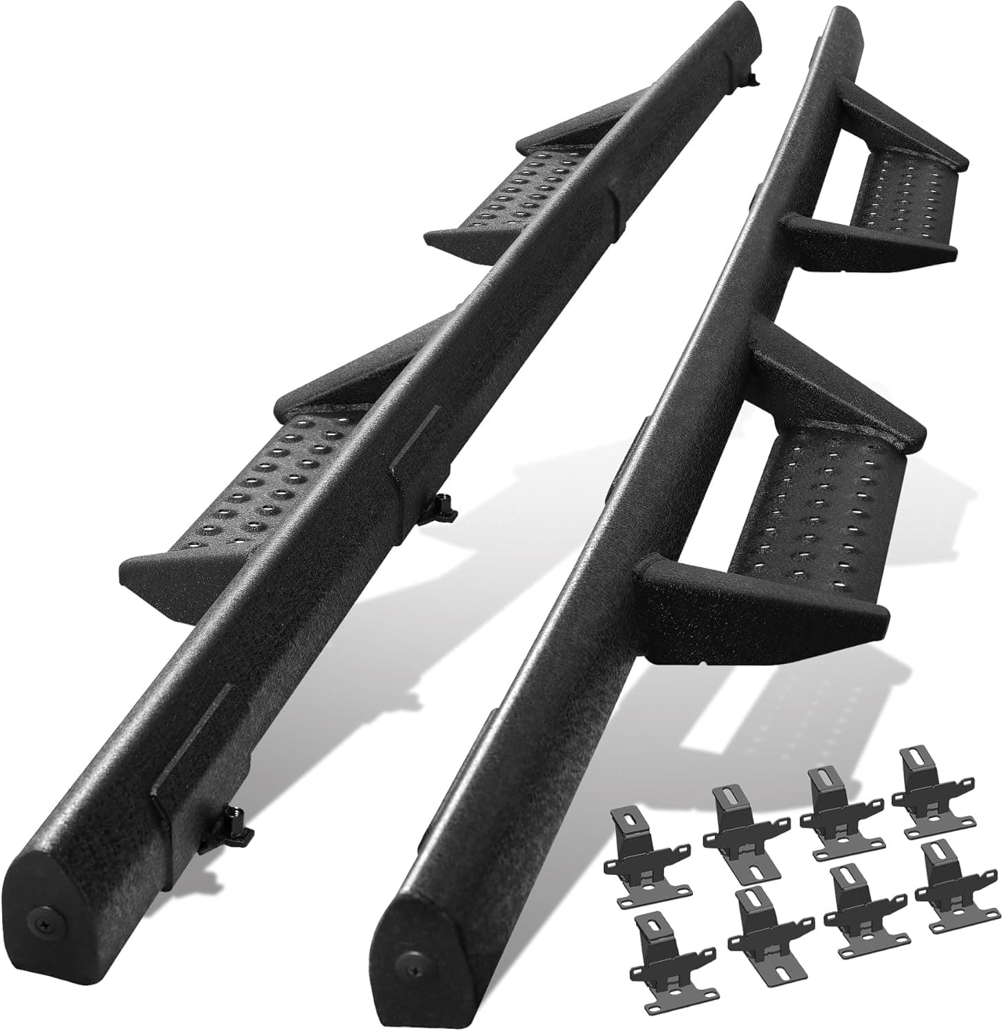 BINARY STAR Curve Design Running Boards Compatible with Vehicle 2020-2026 Jeep Gladiator Jt 4 Door, Rock Rails Sliders Drop Down Side Steps Made with Carbon Steel.