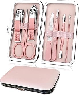 Premium Manicure Set, 7 in 1 Professional Nail Clippers Scissors Pedicure Kit, Stainless Steel Cuticle Nail Care Tools with Luxurious Travel Case, Portable Manicure Grooming Kit Gift for Women