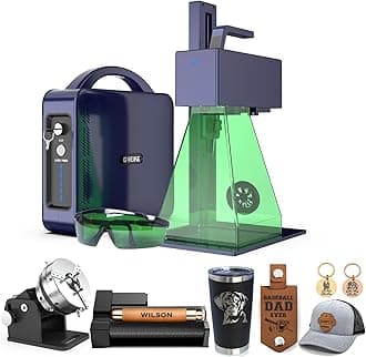 GWEIKE G2 Plus 20W Laser Engraver with Chuck & Roller Rotary, Fiber Laser Engraver Machine,150x150mm Working Area, 15000mm/s Speed Portable Laser Marking Machine for Metal, Jewelry, Leather, Dog Tags