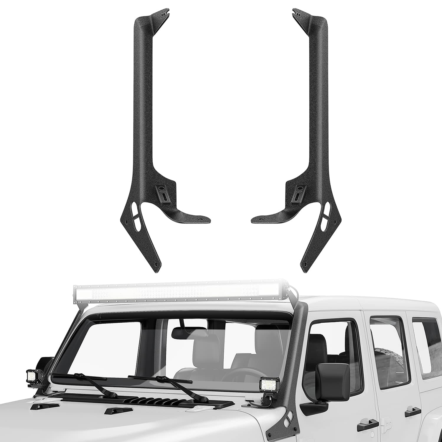 Nilight Windshield Frame A-Pillar Mounting Bracket for 52 Inch Light Bar and Light Pods Compatible with 2018-2022 Wrangler JL JLU Gladiator JT, 2 Years Warranty,Black