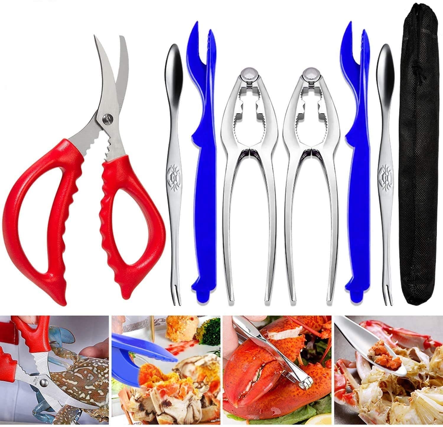 Crab Leg Crackers Seafood Tools Nut Cracker Forks Set Opener Shellfish Lobster Leg Shell Knife Kitchen Accessories