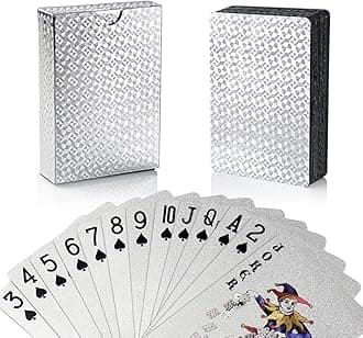 Silver Foil Poker Playing Cards, Waterproof Deck Poker Card with Gift Box, Perfect for Party and Game