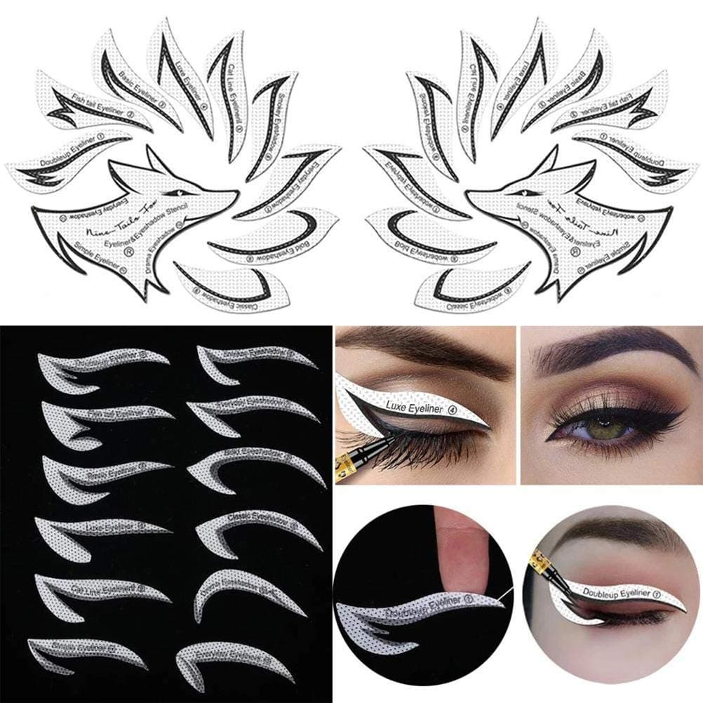 Eye Makeup Template Stickers, 24pcs Template Eye Makeup Tools, Nine-tailed Fox Eyeshadow Eyeliner Makeup Tools
