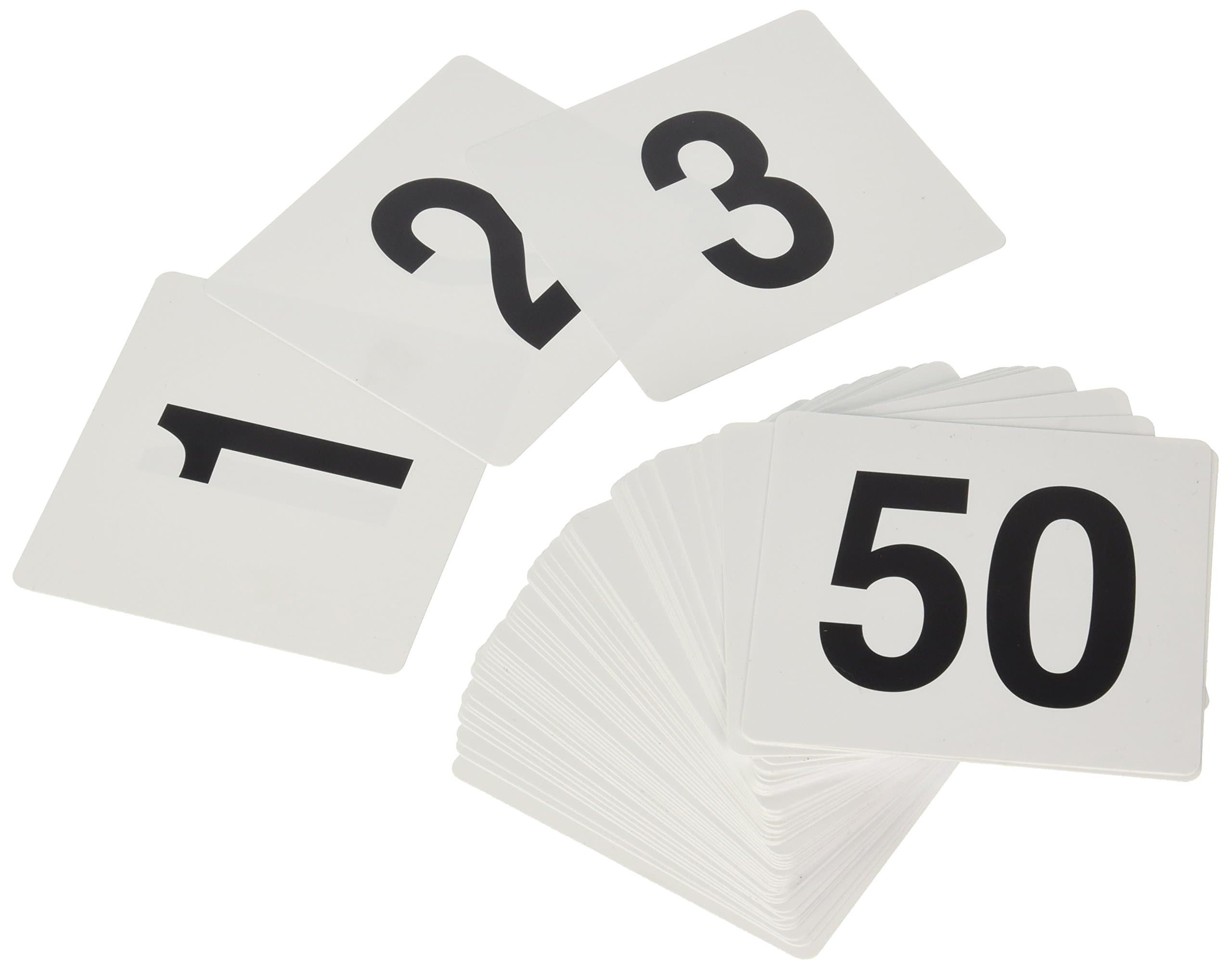 New Star 1 to 50-Double Side Plastic Table Numbers, 4 by 4-Inch, Black on White