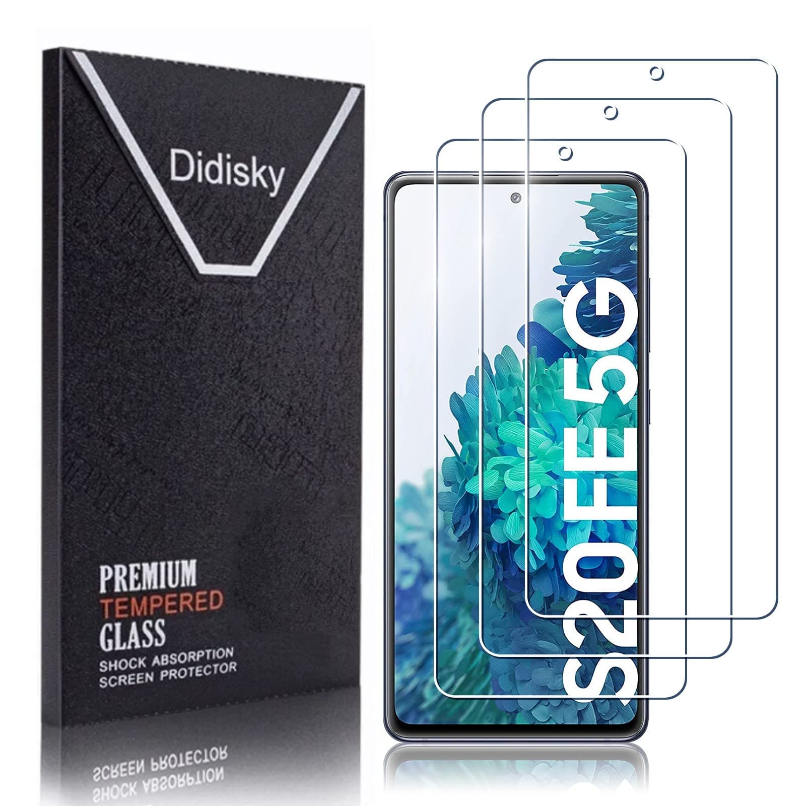 Didisky3 Pack Tempered Glass Screen Protector for Samsung Galaxy S20 FE, S20 FE 5G 6.5'' (Not For Galaxy S20 6.2''), Soft Touch,Easy to Clean, Easy to Install, Transparent
