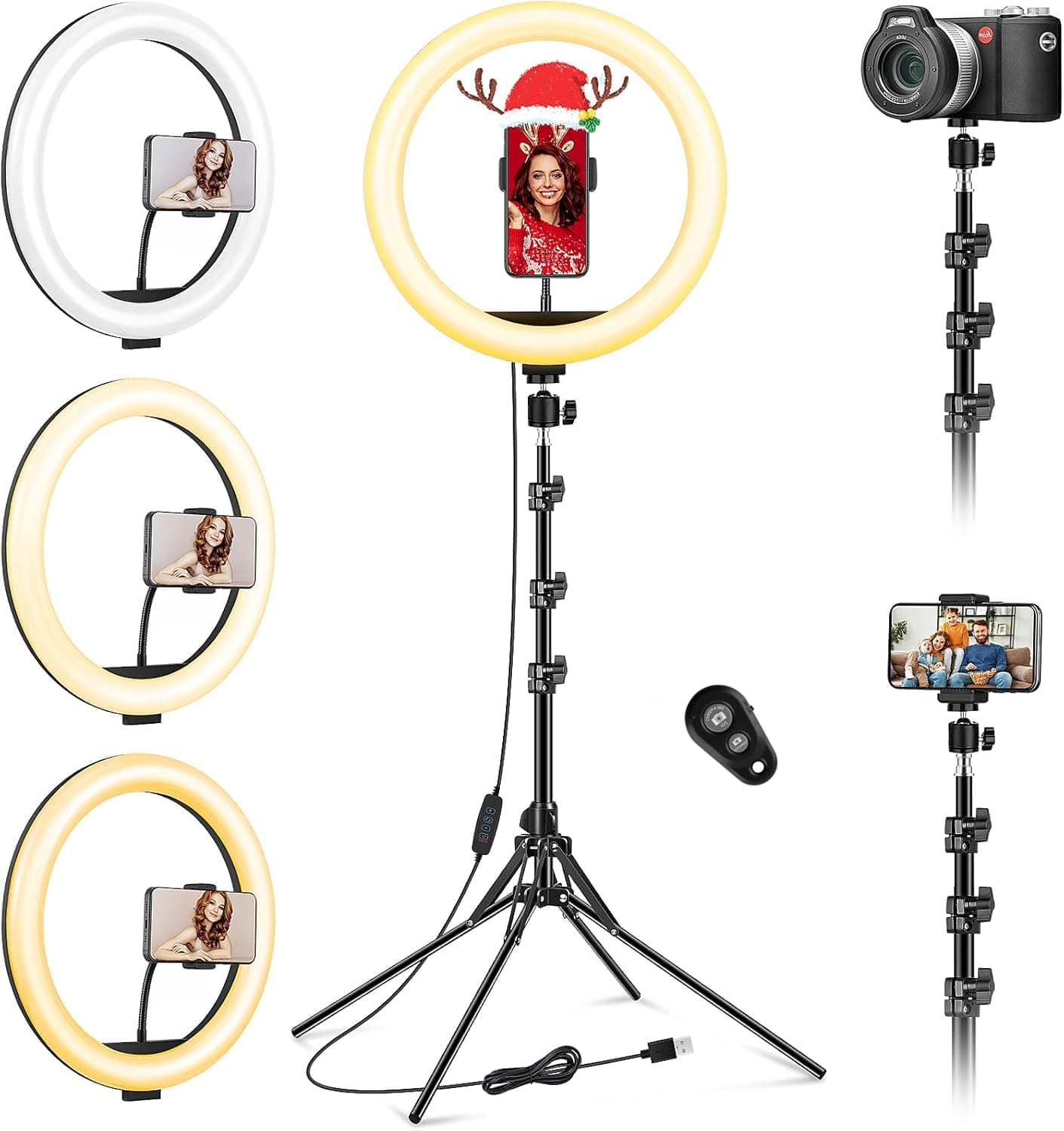 11.5 Inch Professional Ring Light with Tripod Large, [Upgrade] 1 m 77/69.5 Inch Smartphone Tripod Light, Selfie LED Ring Light for Make-Up