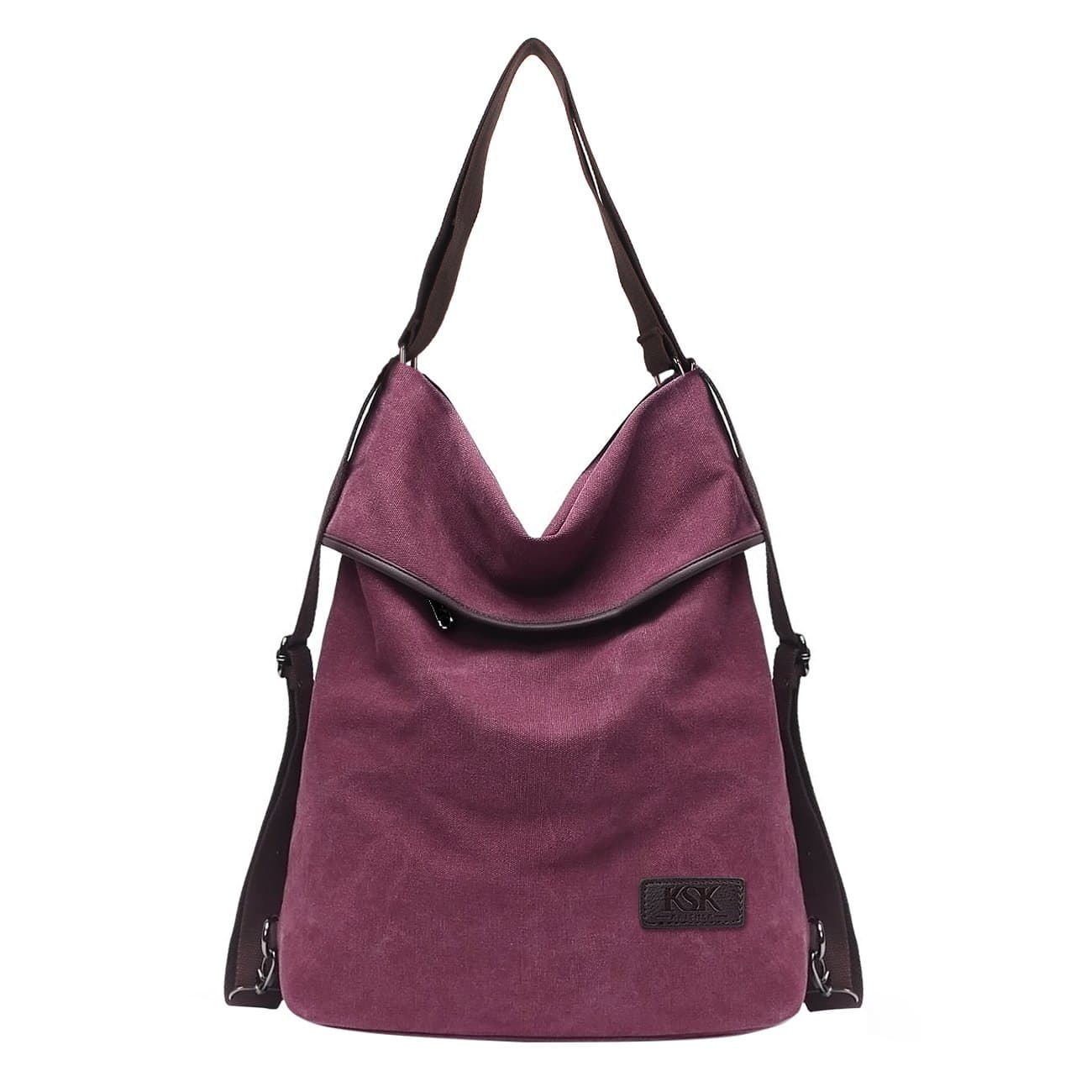 KSK KAISHEK Vintage Canvas Women Shoulder Bag Retro Backpack Daypack Multifunctional Bag for Work, School and Casual Daily