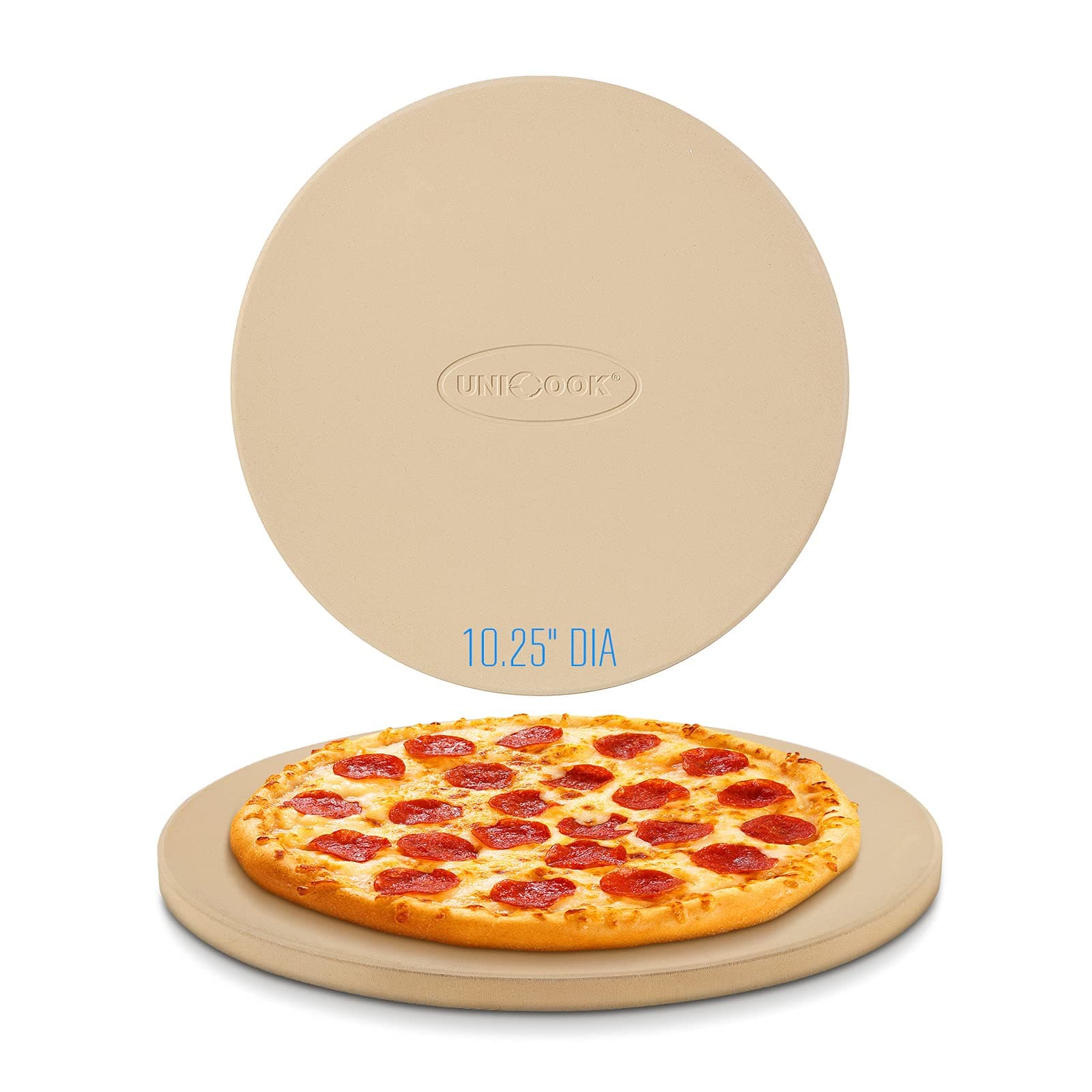 Unicook Round Pizza Stone 10.25 Inch, Small Bread Baking Stone for Oven Grill, Perfect Size for Baking Crisp Crust Personal Pizza, Bread, Cookies and More