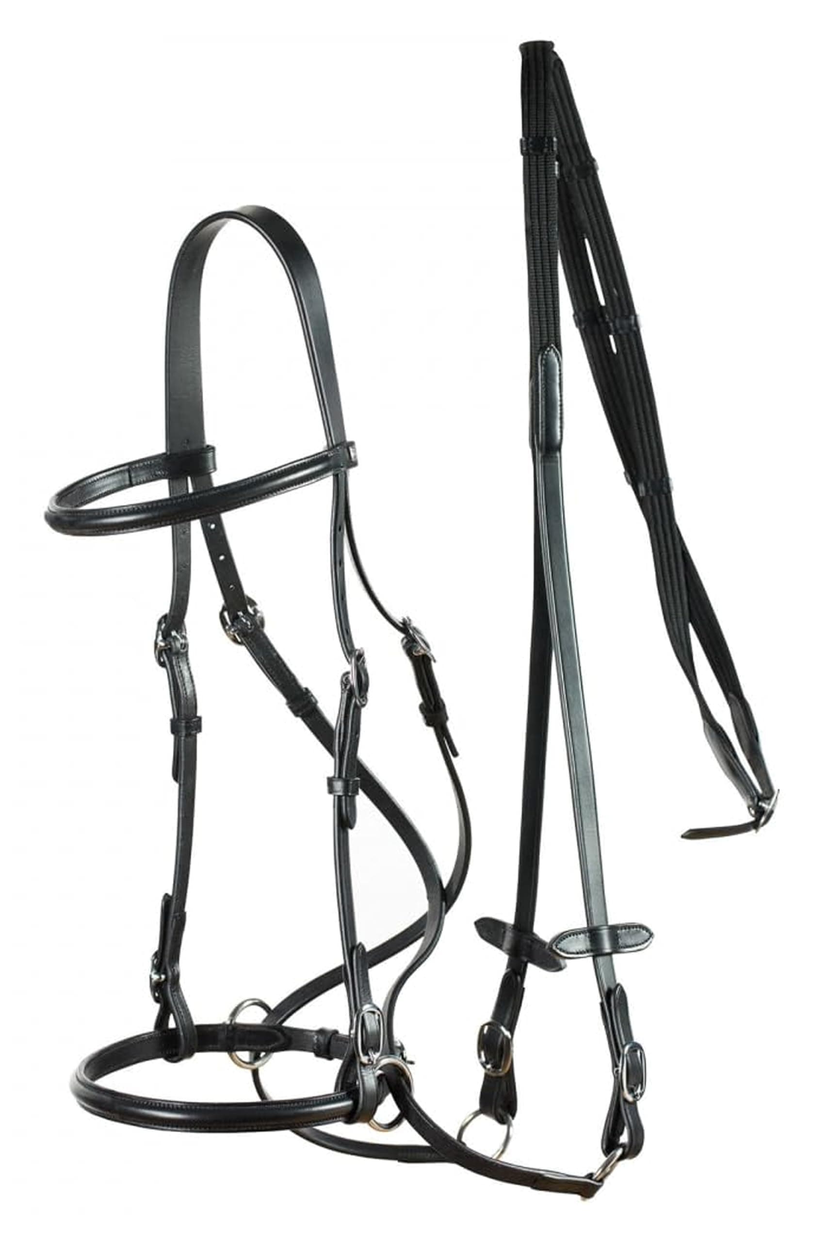 HORZE Genuine Leather Cross-Under Bitless Bridle | Includes Web Reins with Hand Stops