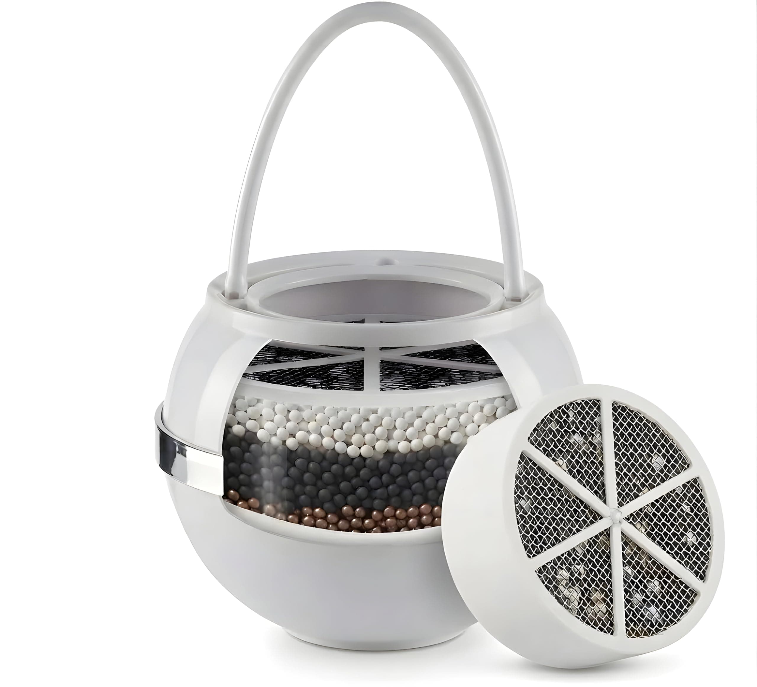 Crystal Quest Premium Bath Ball & Replacement Filter Cartridge Bundle - Water Filter System-Reduce Contaminants for Softer &Smoother Skin-Effortless & Quick Installation| Bundle and Save (White)