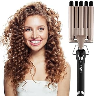 5 Barrel Curling Iron Wand 0.6 Inch Hair Crimper Waver Portable Two Temperature Setting Ceramic Hair Curler Curling Iron