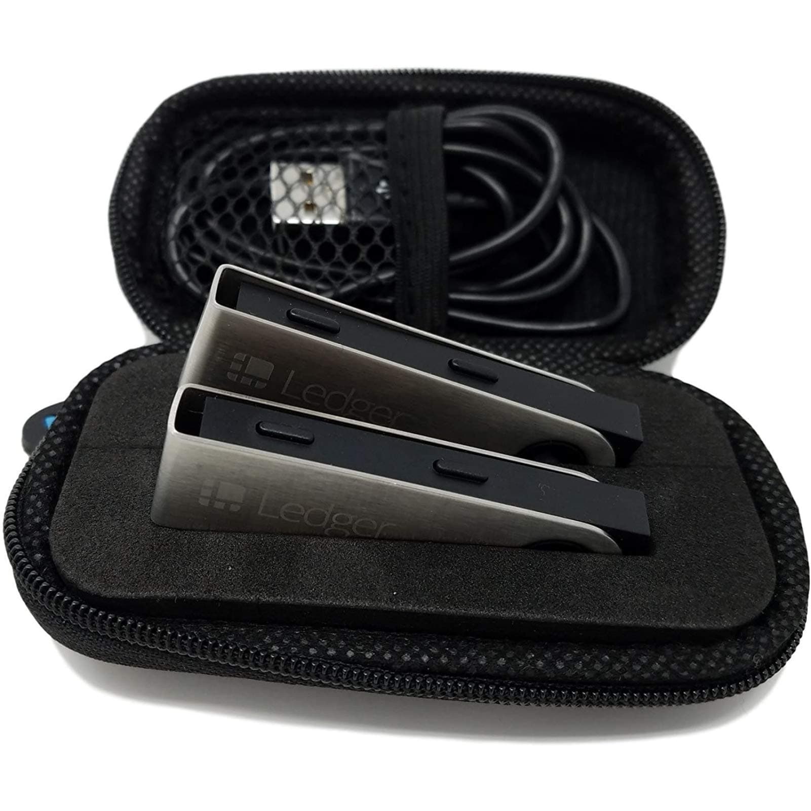 Ledger Nano S Case with Zipper, Ledger Bitcoin Hardware Wallet Storage, Fits Two Ledgers | Safely Store Your Cryptocurrency Wallets and Secure from Damage by CW Cases (Ledger Case)